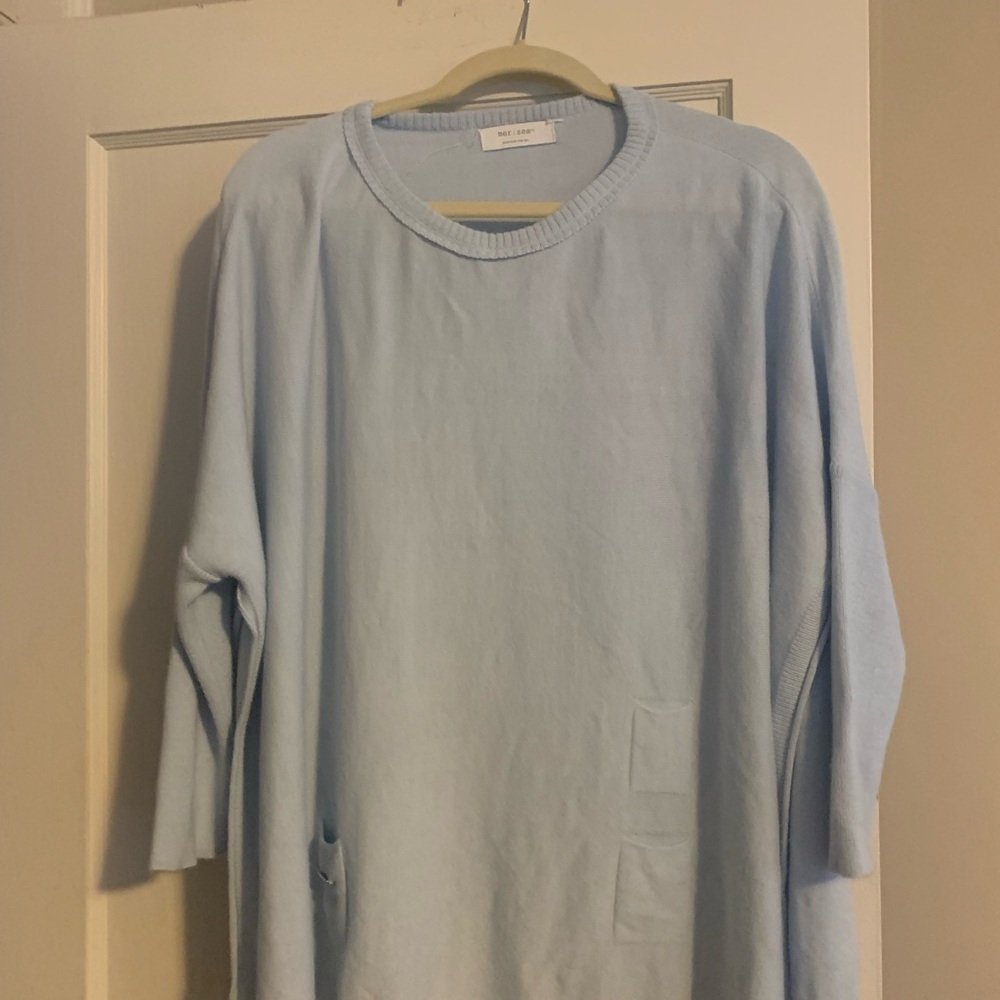 Mer Sea Light Blue Knit Top one size